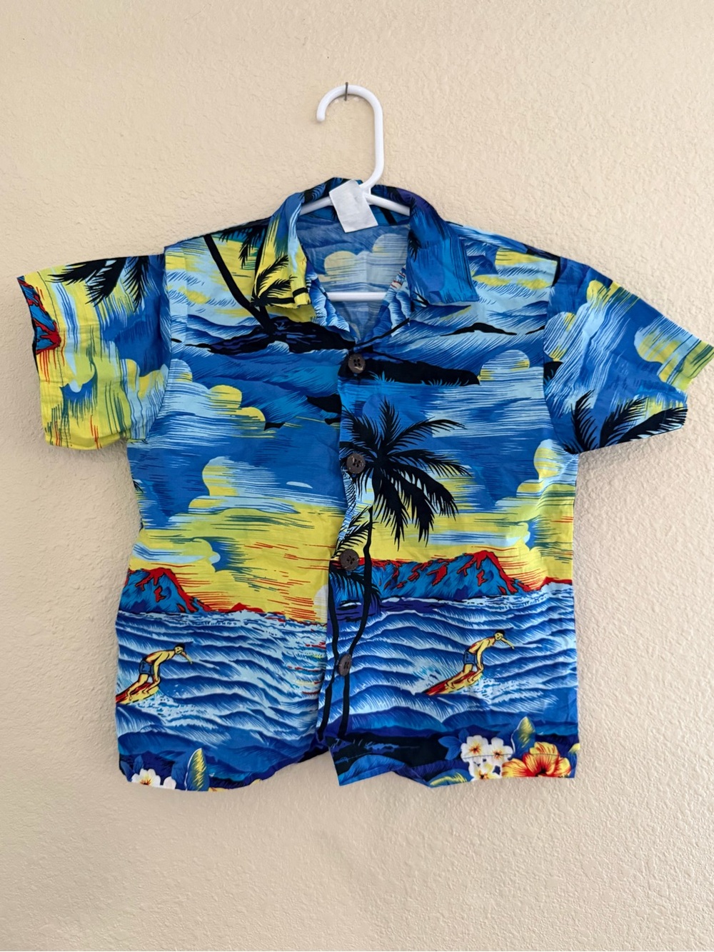 Kids Blue Tropical Hawaiian Button-Down Shirt
